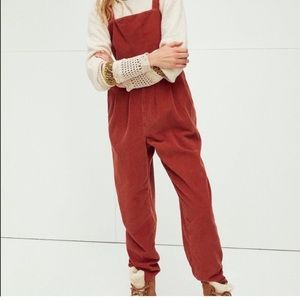 Free People Josephine Corduroy Jumpsuit in Orange Large